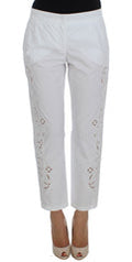Women's White Floral Cutout Dress Sicily Pants Cotton