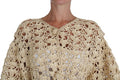 Women's Beige Cardigan Crochet Knitted Raffia Sweater Viscose Clothing