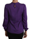 Women's Purple Blouse Prince Fairy Tale Embellished Top Silk