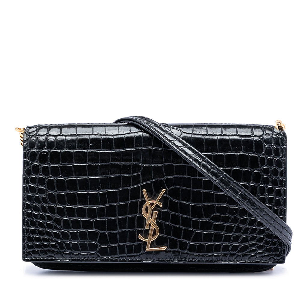 Croc Embossed Leather Cassandre Phone Holder