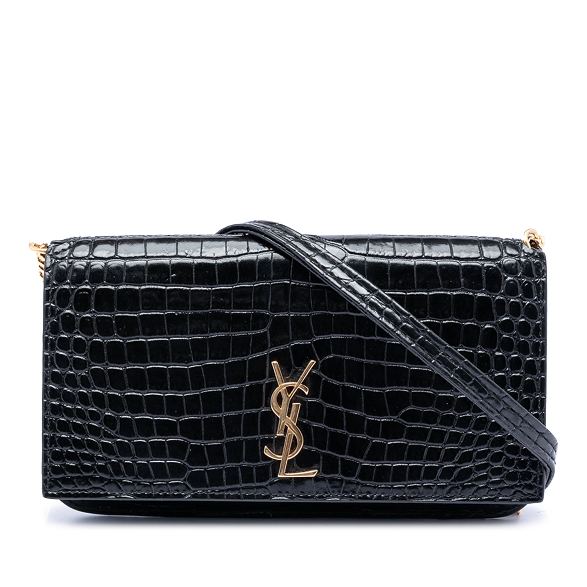 Croc Embossed Leather Cassandre Phone Holder