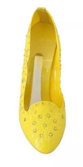 Women's Yellow Crystal Heels Cinderella Shoes Pvc