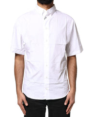 White Cotton Button Down Casual Men Polo Shirt