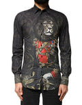 Men's Black Royal Pet Portrait Gold Dress Shirt Cotton