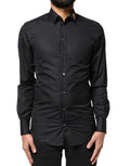Men's Black Love Embroidery Gold Formal Dress Shirt Cotton