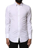 Men's White Gold Cotton Long Sleeves Dress Shirt