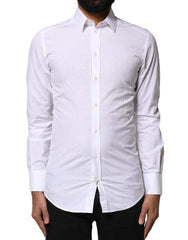 Men's White Gold Cotton Long Sleeves Dress Shirt