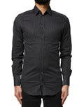 Black Gold Patterned Cotton Men Dress Shirt