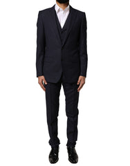 Men's Black Fantasy Martini 3 Piece Formal Suit Virgin Wool Silk