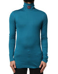 Men's Blue Cotton Turtleneck Long Sleeves Sweater Clothing