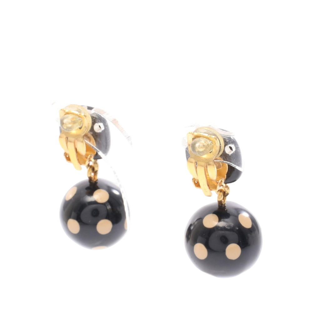 CC Resin and Gold Plated Polka Dot Dangle Clip On Earrings