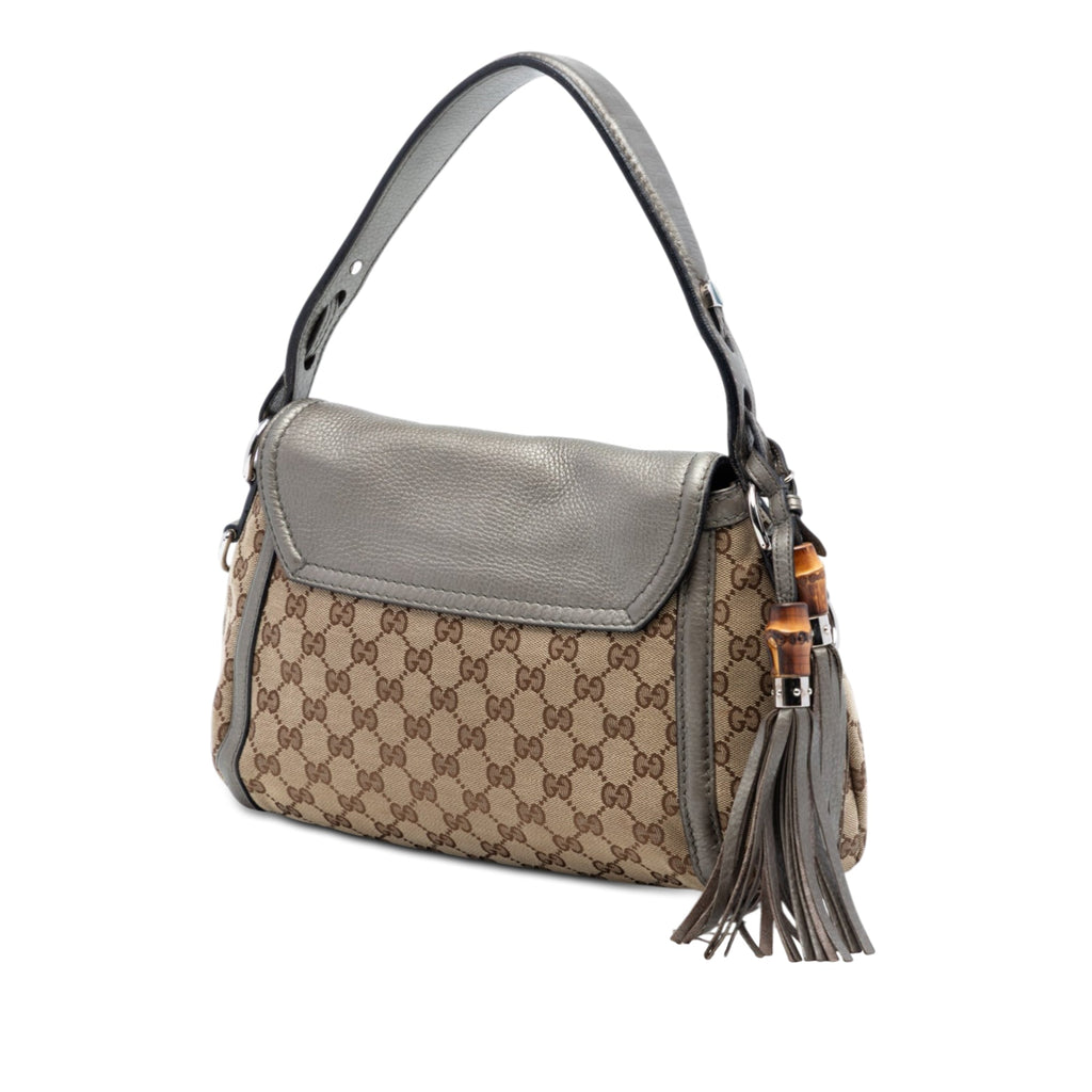 Medium GG Canvas Techno Horsebit Satchel