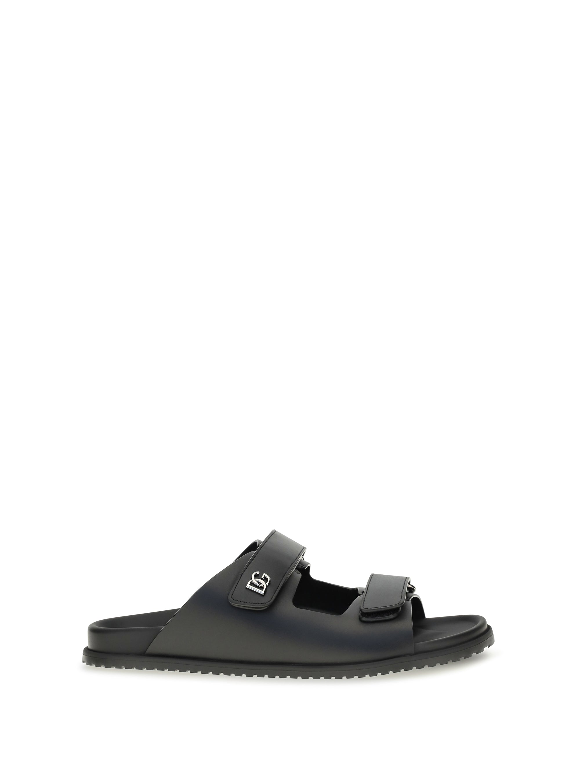 Dolce & Gabbana Calfskin Leather Sandals — Black