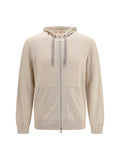 Sudadera con capucha de cachemir con cremallera Brunello Cucinelli — Beige
