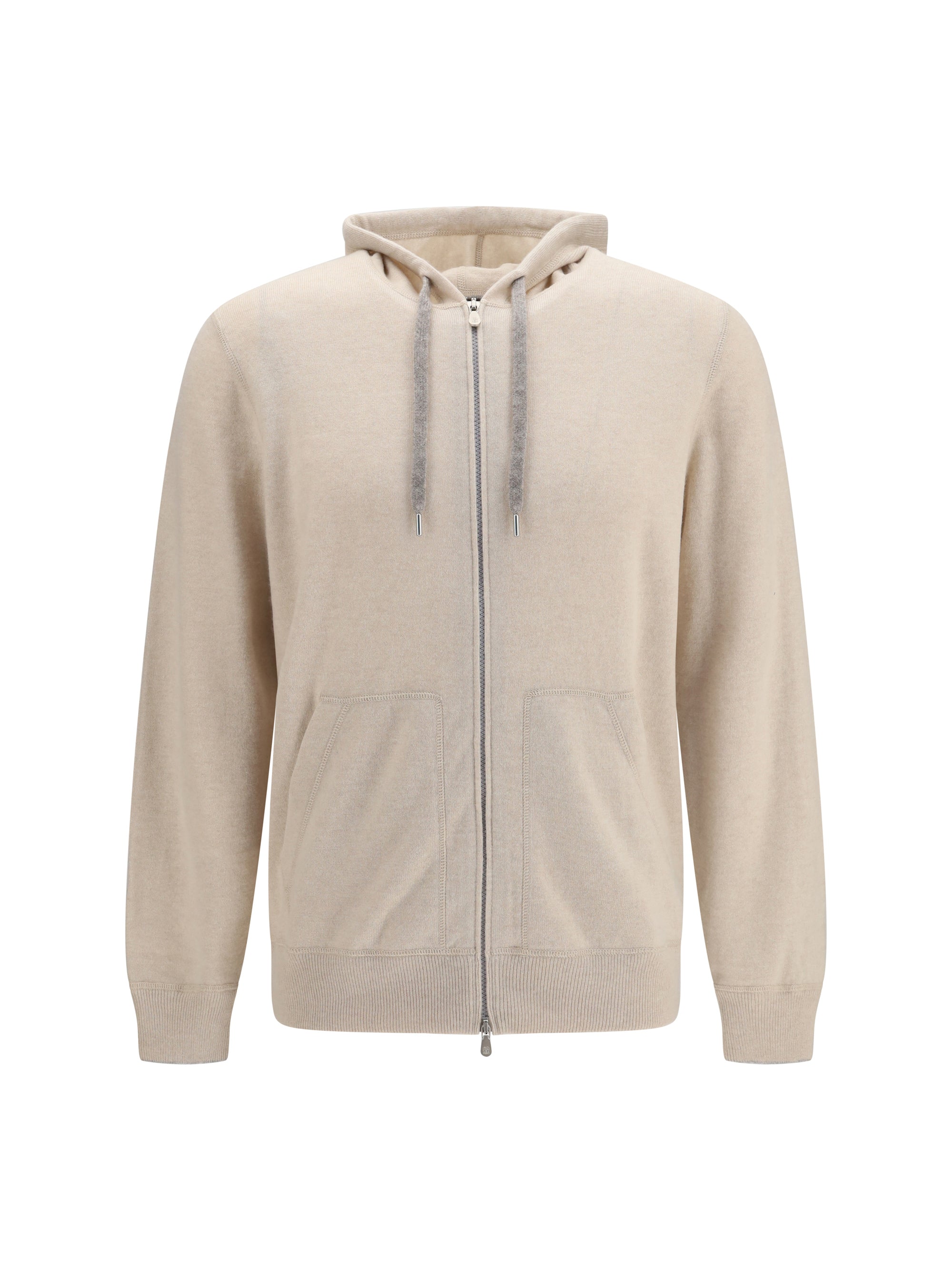 Brunello Cucinelli Cashmere Zip-Up Hoodie — Beige