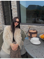 Night in Paris imported Tuscan sheepskin women's V-neck age-reducing lamb fur coat