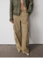 Nostalgic Wasteland Heavy Washed Personalized Distressed American Streetwear Large Pocket Cocoon Jeans