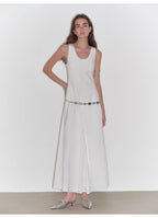 Lake Bled Simple and slim texture U-neck A-line slim fit vest dress
