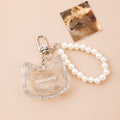 Llavero personalizado en forma de corazón con nombre y cadena de perlas Regalo conmemorativo por la pérdida de una mascota