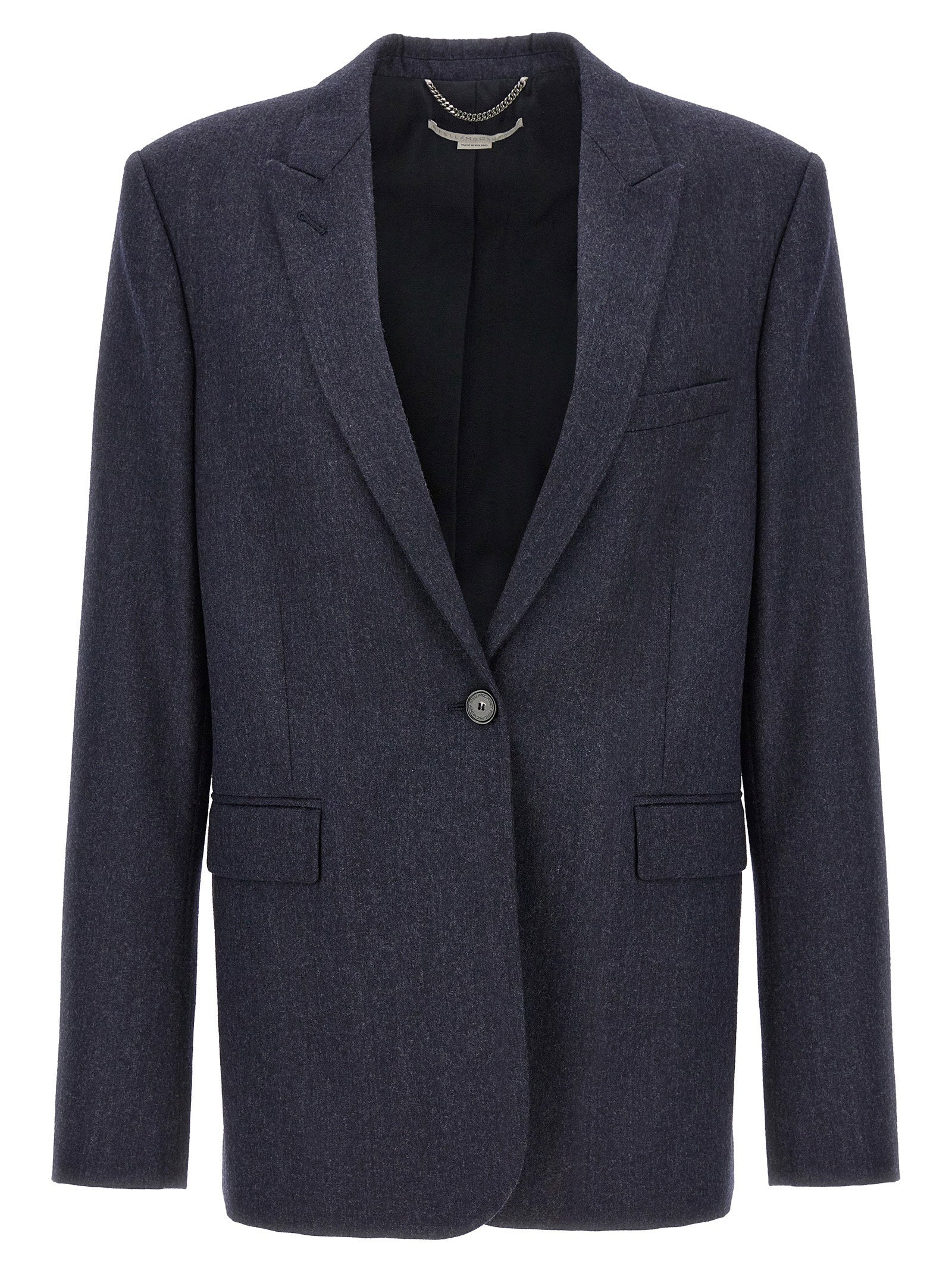 Stella Mccartney Single-Breasted Wool Blazer — Charcoal