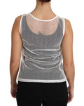 Women's White Net Transparent Sleeveless Tank Top Cotton