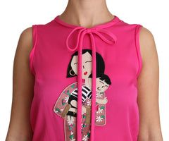 Women's Pink Family Silk Tank Mama Blouse Top Shirt Spandex