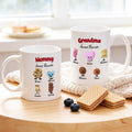 Personalizado 1-10 Cartoon Cookie Wafer 11oz 15oz Taza de café de cerámica con nombres y título Día de la Madre Cumpleaños Regalo para Mamá Abuela
