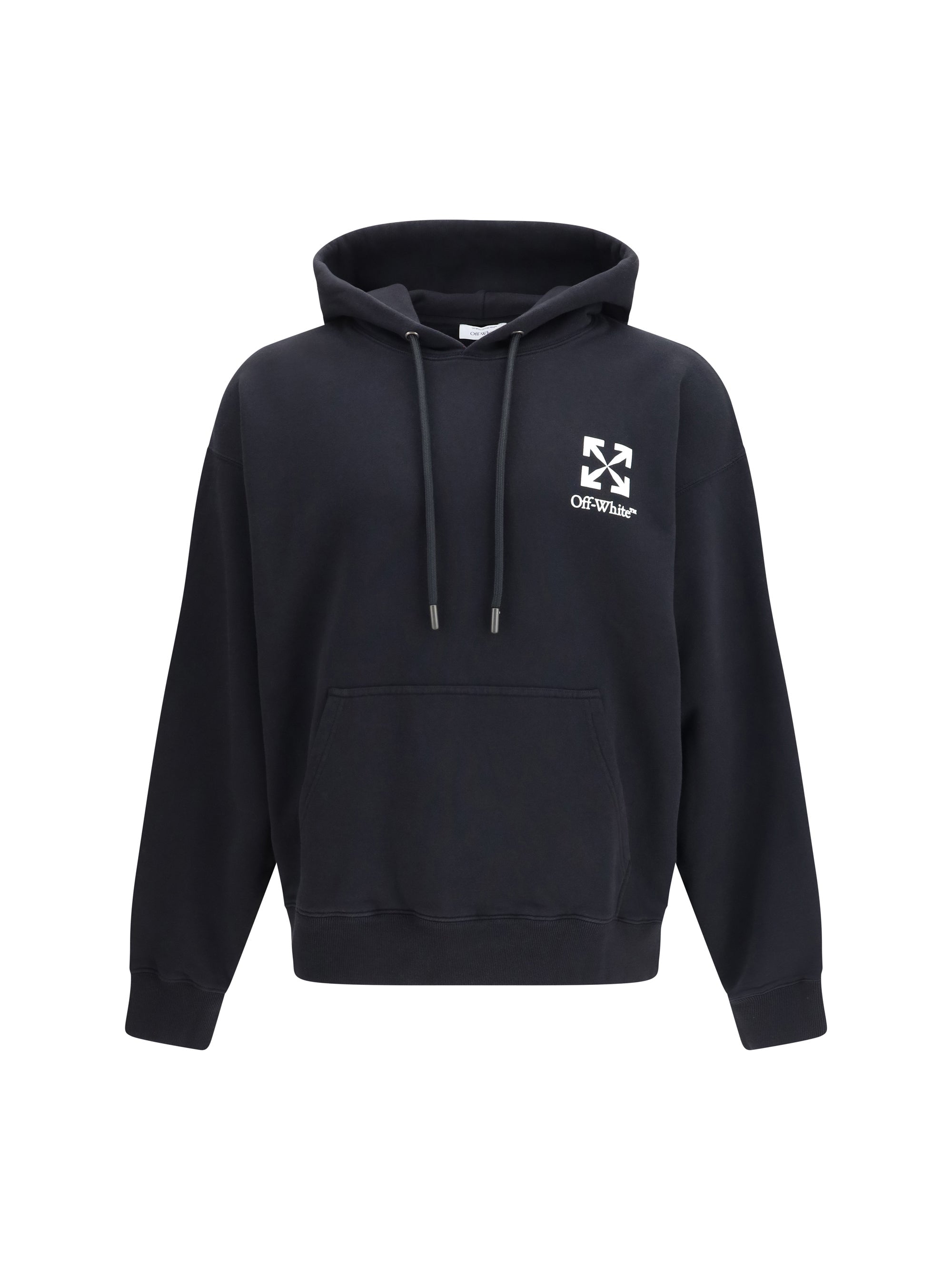 Off-White Logo-Embroidered Hoodie — Black