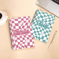 Cuaderno de espiral A5 personalizado con el nombre de la flor a cuadros y 120 páginas rayadas Material escolar Regalo de vuelta al cole para niños