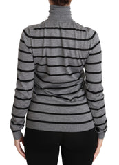 Women's Cashmere-Silk Striped Turtleneck Gray