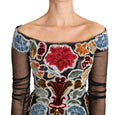 Women's Black Floral Ricamo Top T-Shirt Blouse Cotton