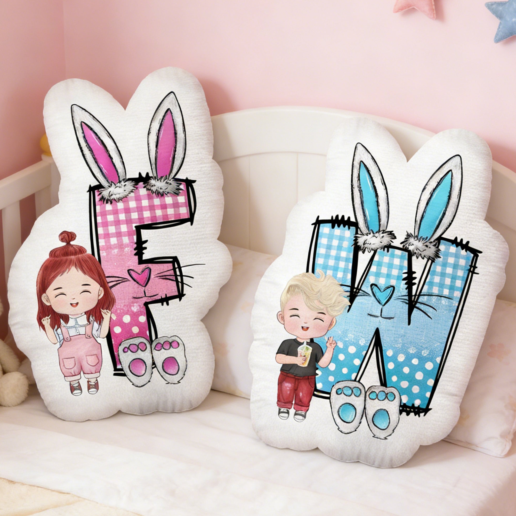 Cojín personalizado en forma de inicial para niños de dibujos animados Regalo de cumpleaños para niños y niñas