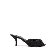 Women's Black Cotton Mules