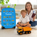 Funda personalizada multicolor para maletas de camión de la construcción para maletas de 18-32 pulgadas con nombre Accesorios de viaje Regalo de cumpleaños para niños Niñas