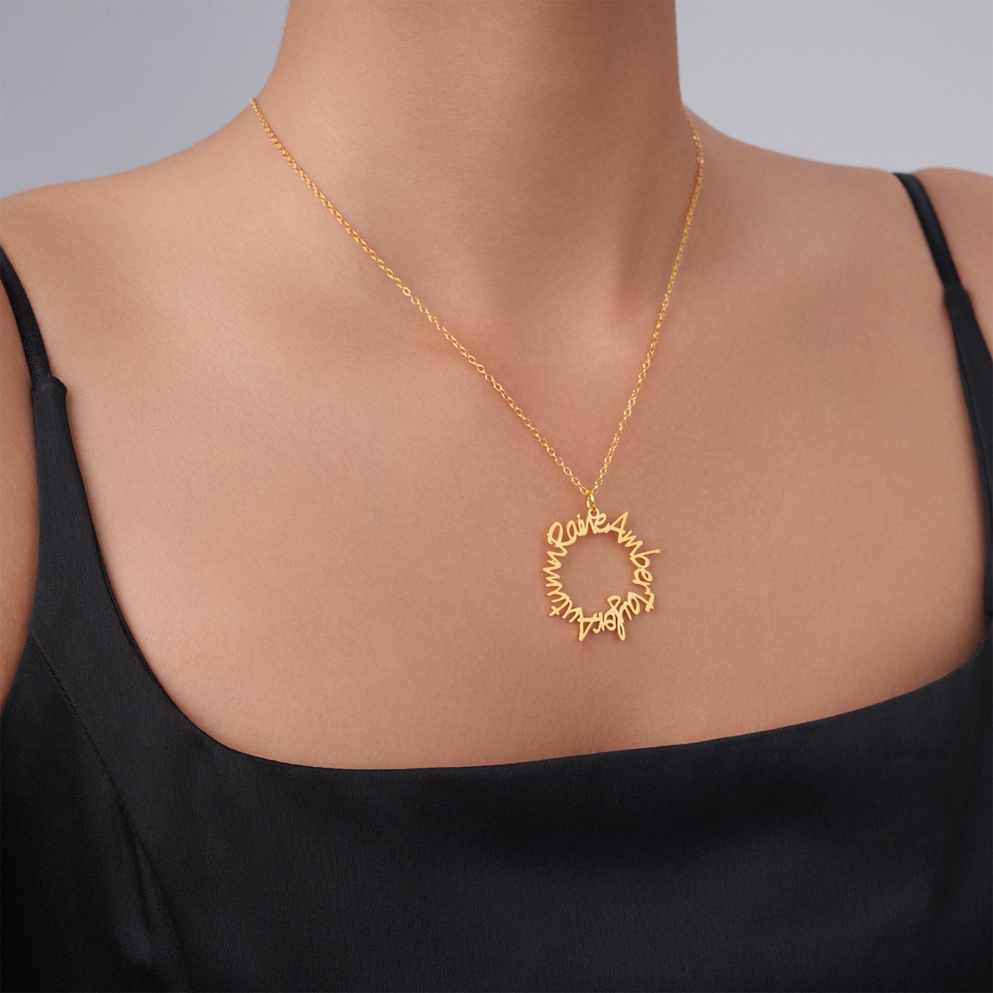 Personalizada Circular 3-5 Nombres Collar Cumpleaños Aniversario Regalo de Navidad para las mujeres