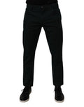Dark Green Cotton Loose Men Denim Jeans Elastane Clothing