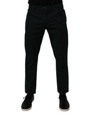Dark Green Cotton Loose Men Denim Jeans Elastane Clothing