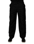 Men's Black Logo Monogram Straight Pants Polyester