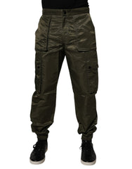 Men's Dark Green Nylon Cargo Pants