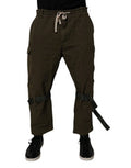 Unisex Brown Cotton Stretch Cargo Pants Elastane