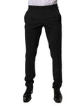 Black Polyester Tapered Formal Men Dress Pants Wool Elastane