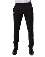 Black Polyester Tapered Formal Men Dress Pants Wool Elastane