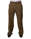 Men's Brown Wool Straight Formal Dress Pants Virgin Elastane