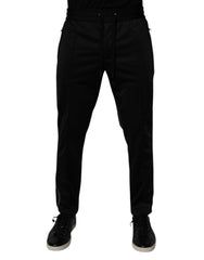 Black Polyester Men Jogger Sweatpants Pants