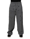Men's Gray Cotton Ripstyle Straight Sweatpants Pants