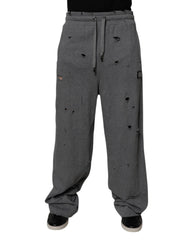 Men's Gray Cotton Ripstyle Straight Sweatpants Pants