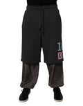 Men's Dark Gray Cotton Layered Straight Sweatpants Pants Polyester Nylon
