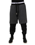 Black Gray Cotton Layered Men Sweatpants Pants And Nylon