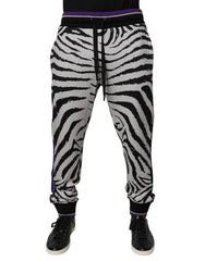 Black White Zebra Men Jogger Sweatpants Pants And Cotton