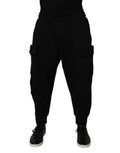 Black Cotton Men Cargo Jogger Sweatpants Pants Nylon